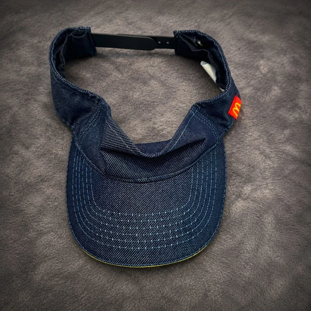 mcdonalds unisex visor hat promotional denim twill navy blue adjustable osfm
